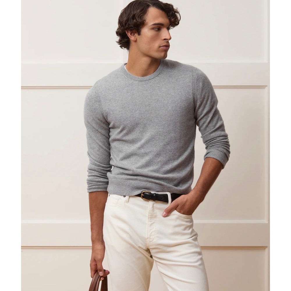 Todd Snyder 100% Cashmere Crewneck Sweater Gray XL Quiet Luxury